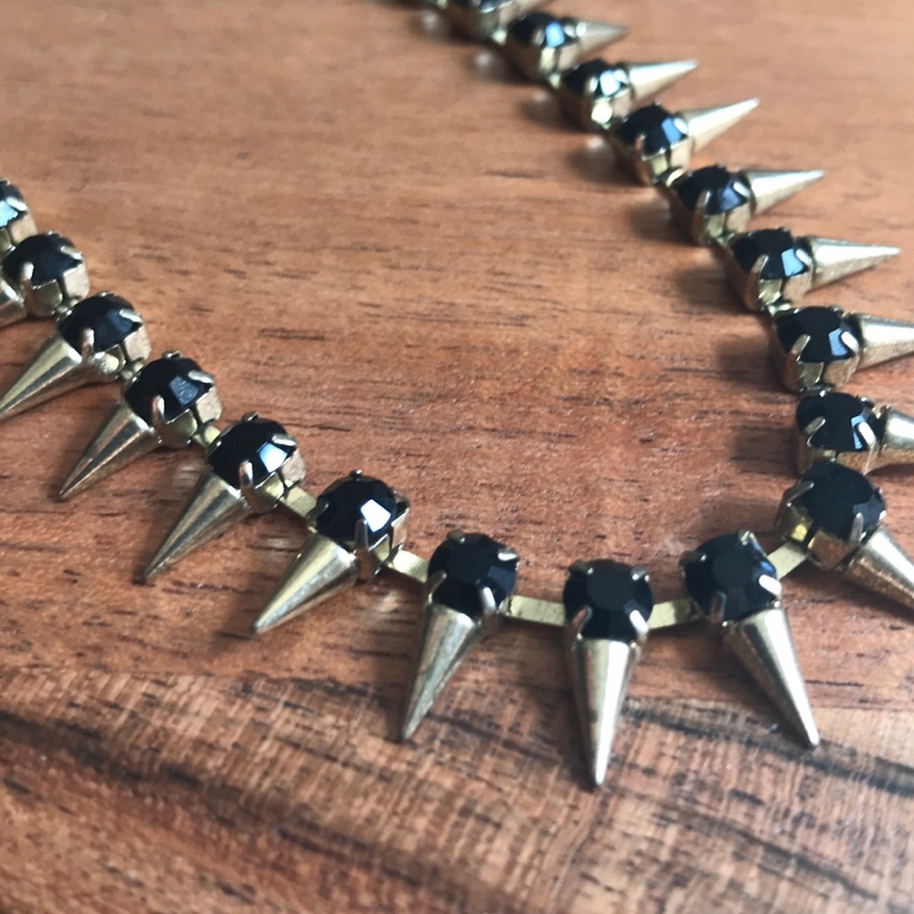 Gold and Black Studded Necklace